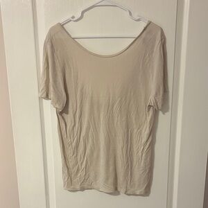 Casual Beige Short Sleeve Top